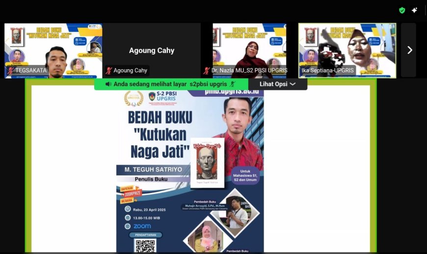 Kupas Tuntas Mitologi dan Kirtik Sosial, S2 PBSI UPGRIS Bedah Buku Kutukan Naga Jati