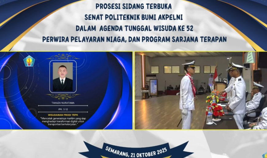 Digitalisasi Maritim Berkelanjutan, Wisuda ke-52 Politeknik Bumi Akpelni Siapkan SDM Cerdas Siap Kerja